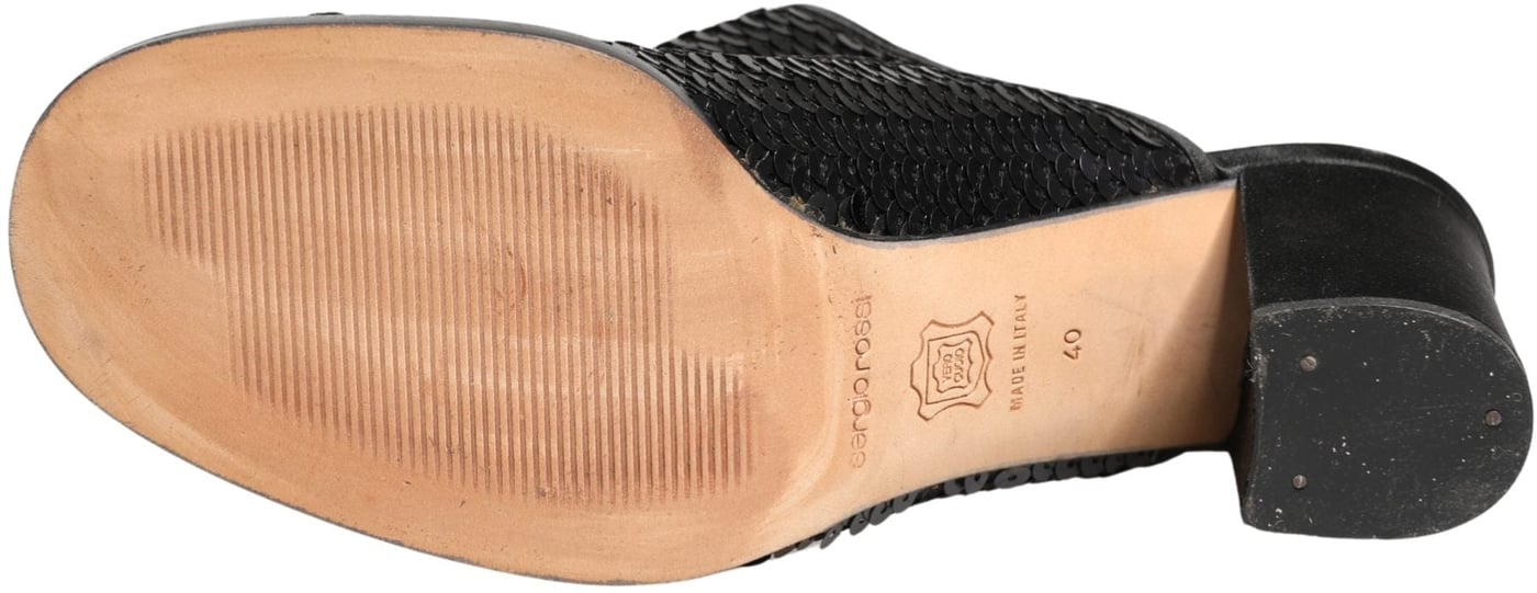 Dolce & Gabbana Black Sequined Mules Shoes