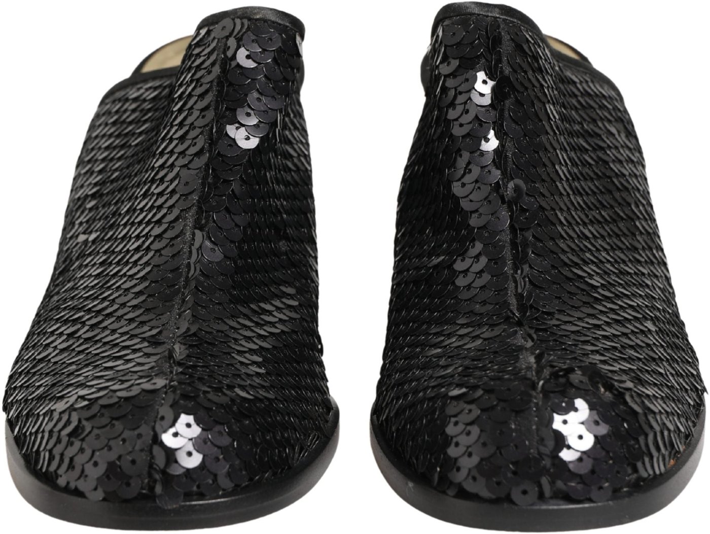 Dolce & Gabbana Black Sequined Mules Shoes