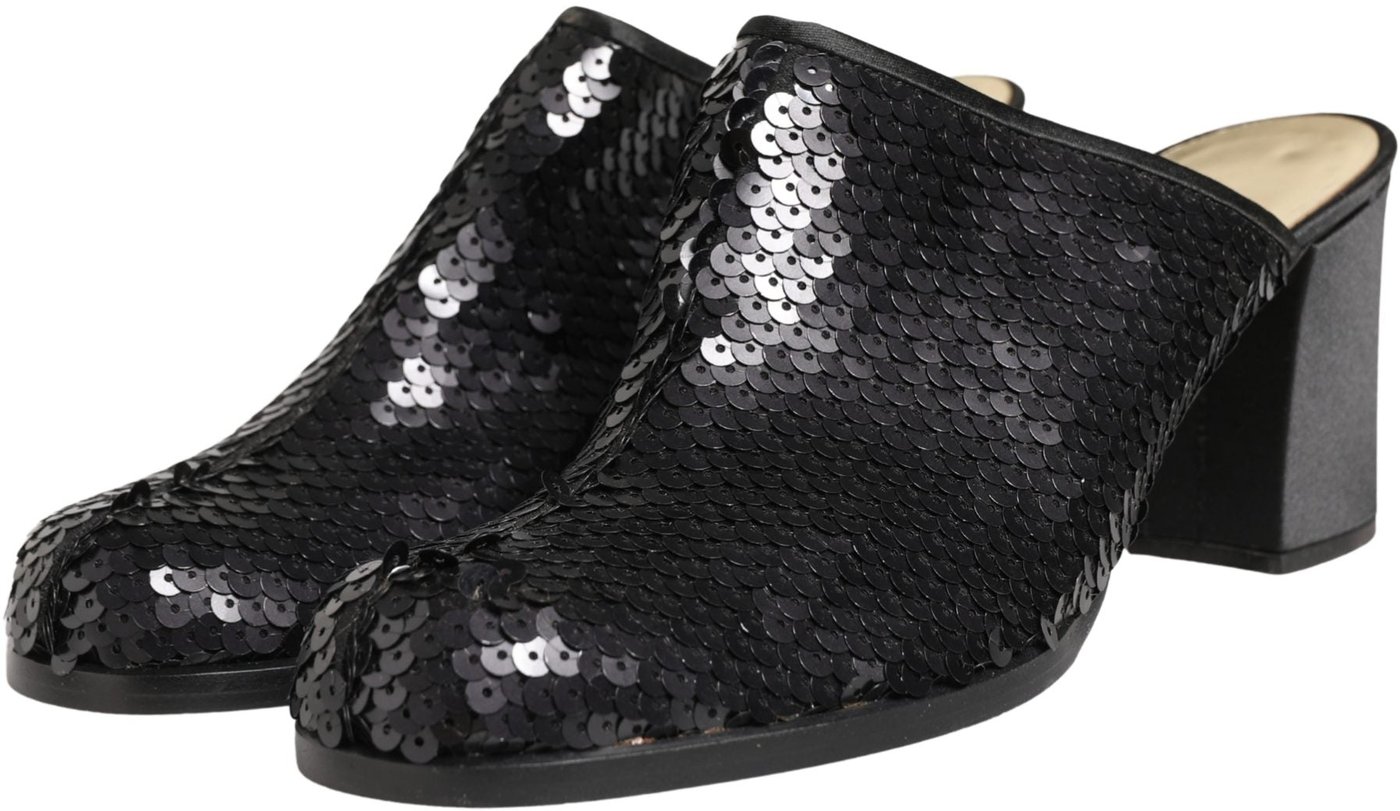 Dolce & Gabbana Black Sequined Mules Shoes