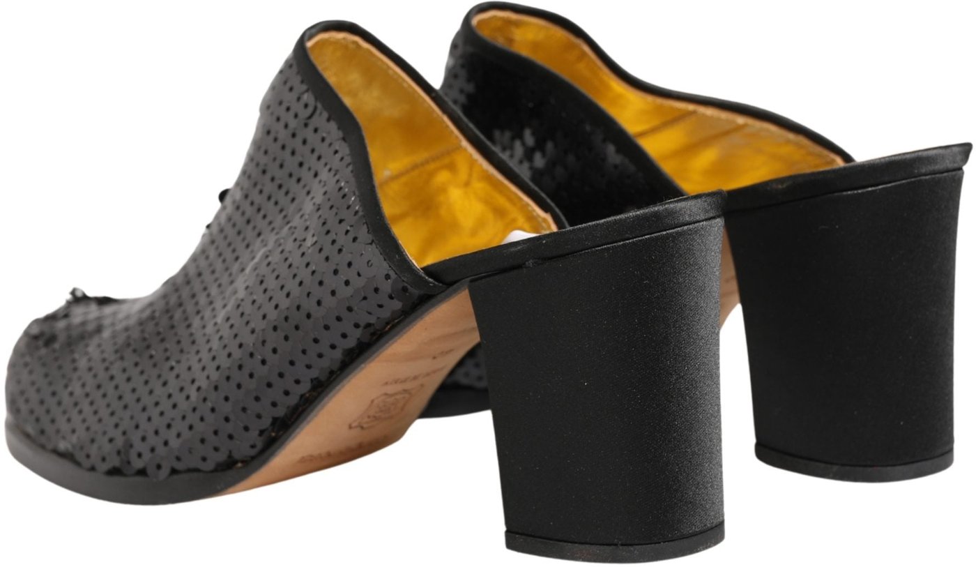 Dolce & Gabbana Black Sequined Mules Shoes