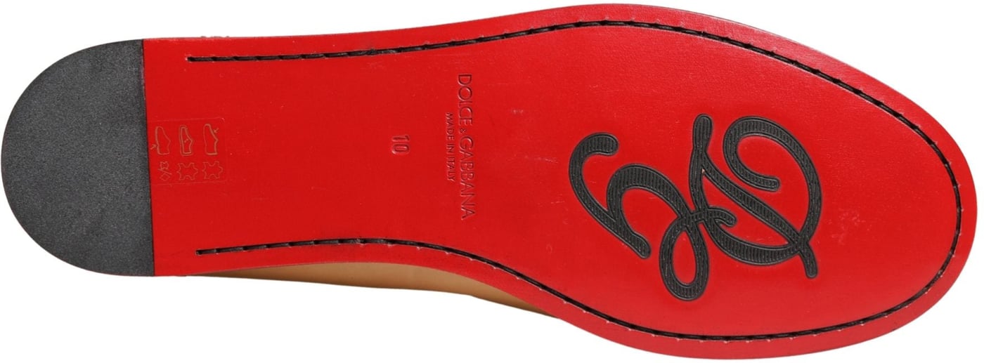 Dolce & Gabbana Beige Tassel Leather Men Slip On Loafers Shoes