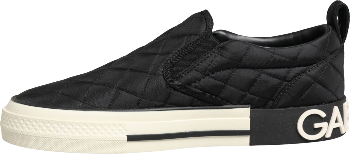 Dolce & Gabbana Black Quilted Slip On Low Top Sneakers Shoes