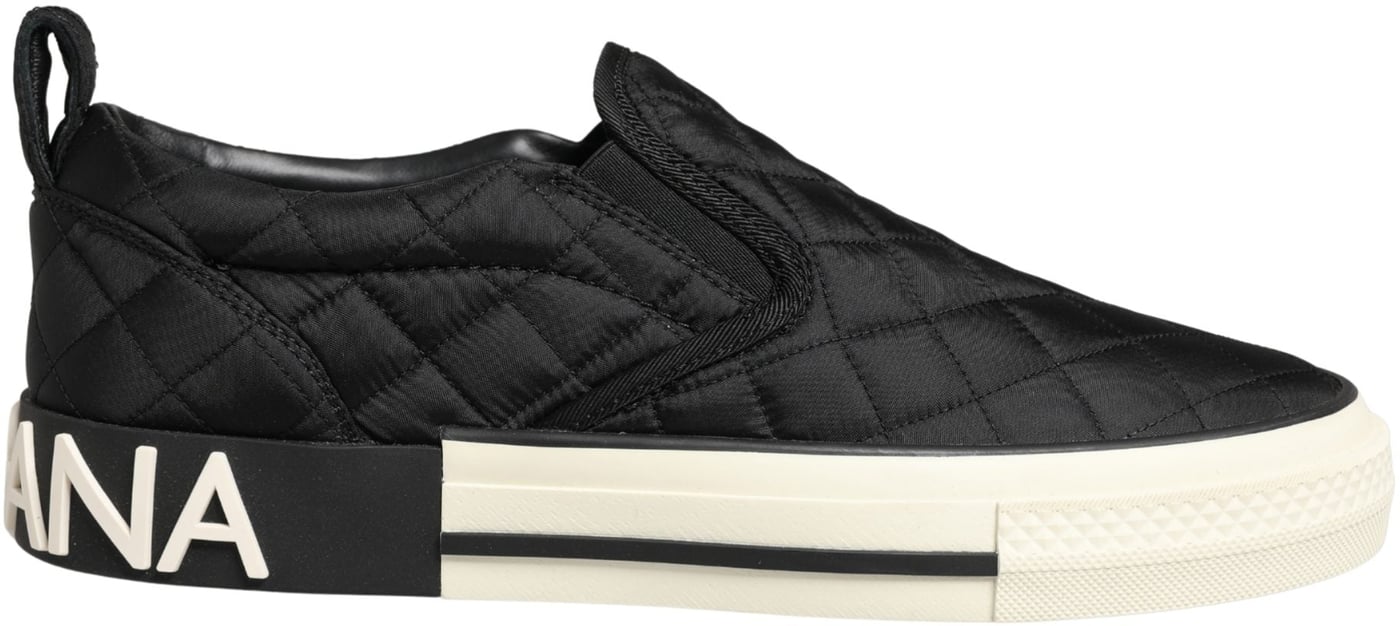 Dolce & Gabbana Black Quilted Slip On Low Top Sneakers Shoes