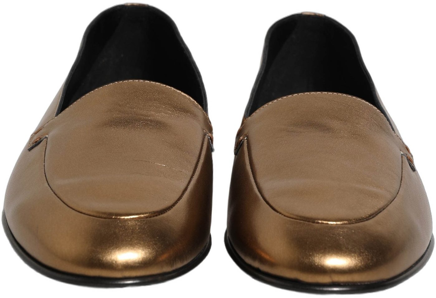 Dolce & Gabbana Gold Leather DG Logo Slip On Men Loafers Shoes
