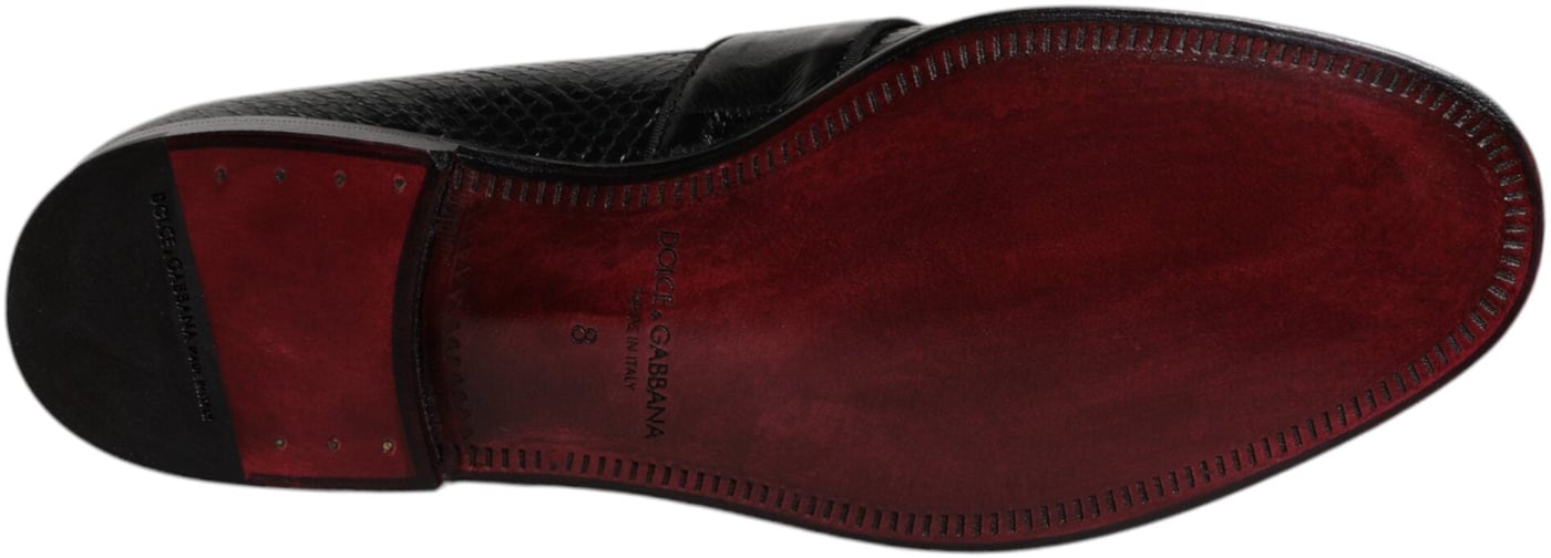 Dolce & Gabbana Black Exotic Leather DG Logo Loafers Formal Dress Shoes