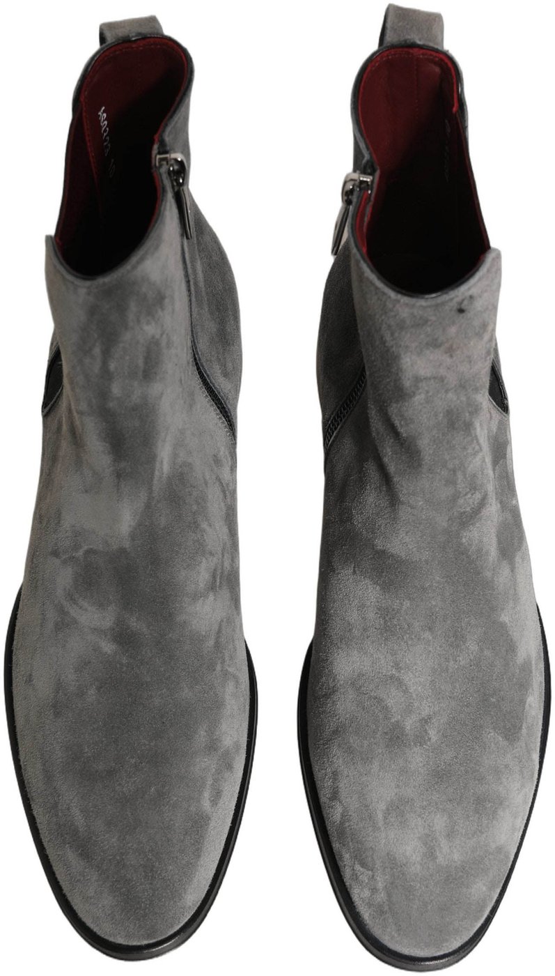 Dolce & Gabbana Gray Suede Leather Chelsea Boots Shoes