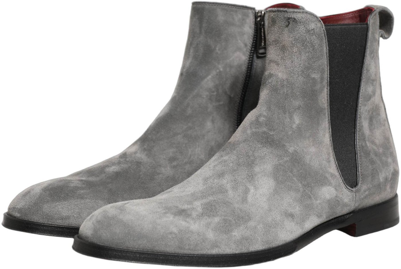 Dolce & Gabbana Gray Suede Leather Chelsea Boots Shoes