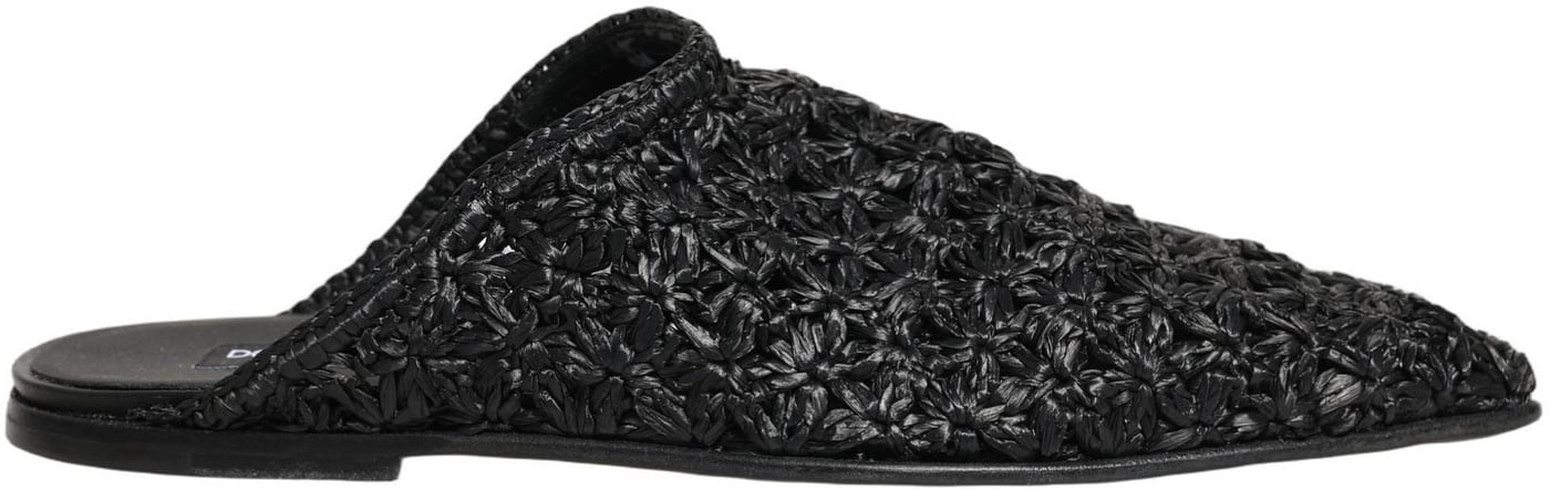 Dolce & Gabbana Black Mules Slides Slippers Men Flats Shoes