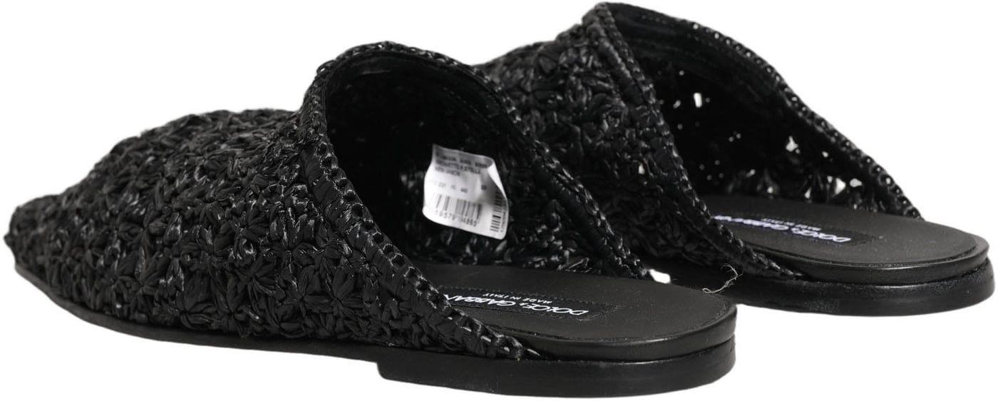 Dolce & Gabbana Black Mules Slides Slippers Men Flats Shoes