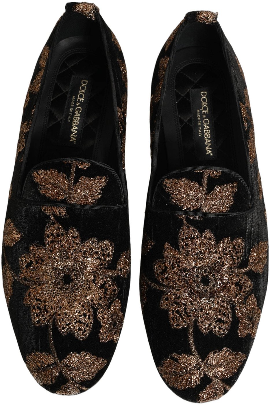 Dolce & Gabbana Black Floral Jacquard Dress Loafers Shoes