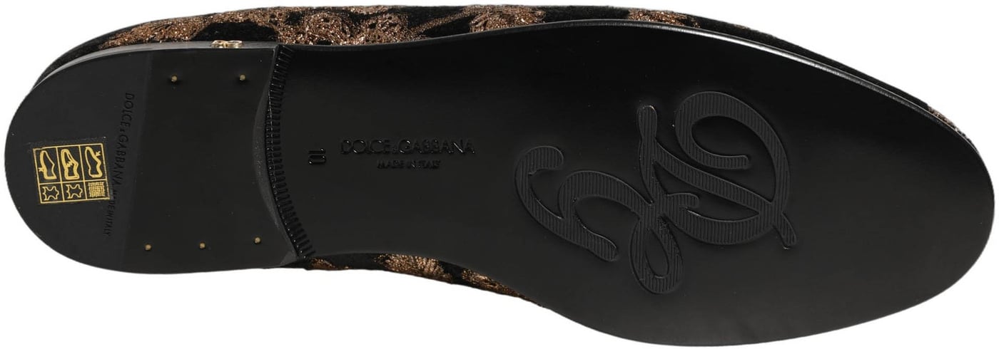Dolce & Gabbana Black Floral Jacquard Dress Loafers Shoes