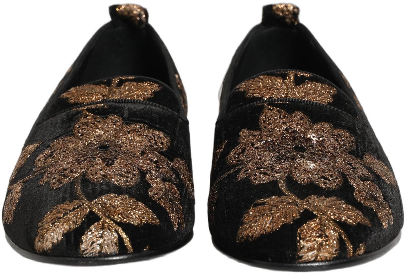Dolce & Gabbana Black Floral Jacquard Dress Loafers Shoes