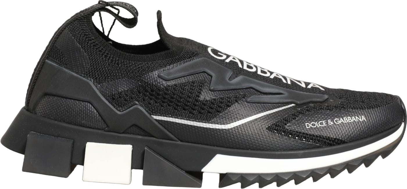 Dolce & Gabbana Black White Sorrento Slip-On Logo Sneakers Shoes