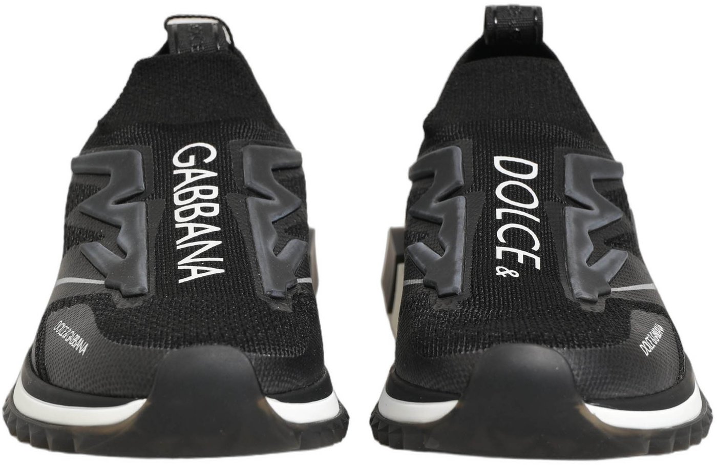 Dolce & Gabbana Black White Sorrento Slip-On Logo Sneakers Shoes