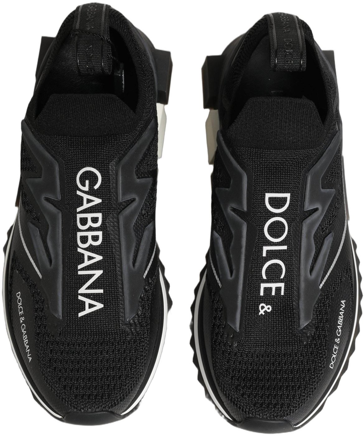 Dolce & Gabbana Black White Sorrento Slip-On Logo Sneakers Shoes