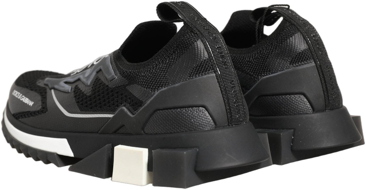 Dolce & Gabbana Black White Sorrento Slip-On Logo Sneakers Shoes