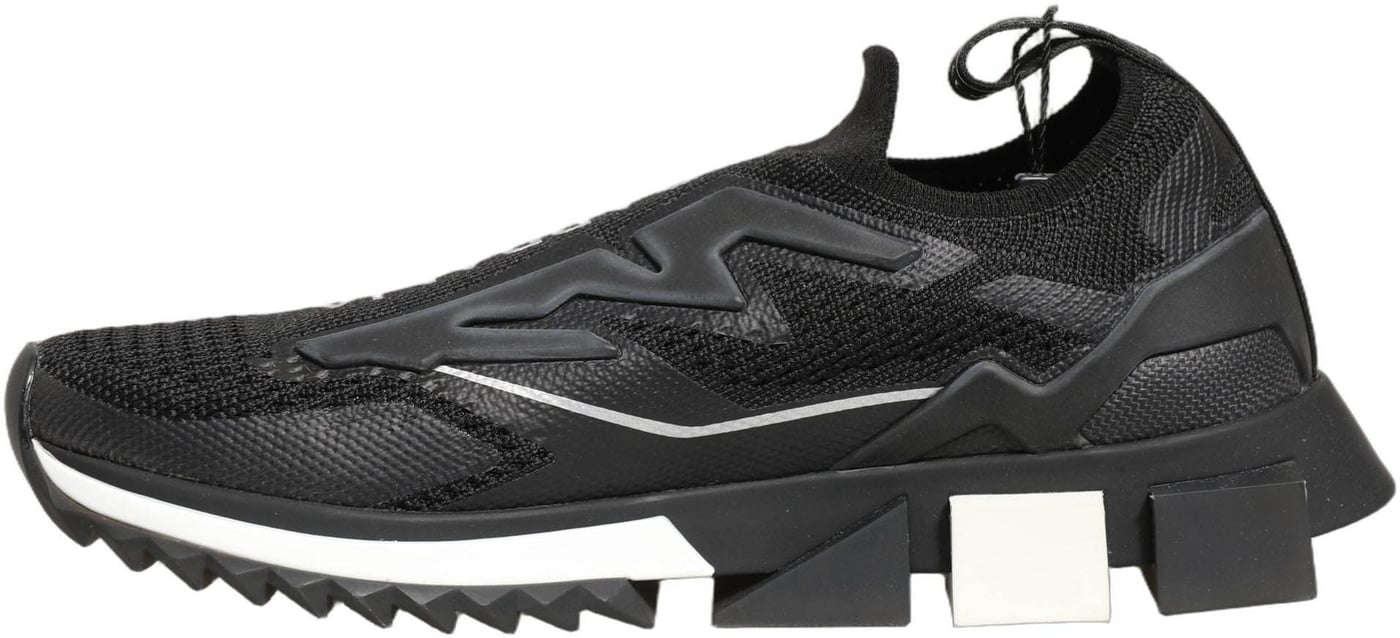 Dolce & Gabbana Black White Sorrento Slip-On Logo Sneakers Shoes