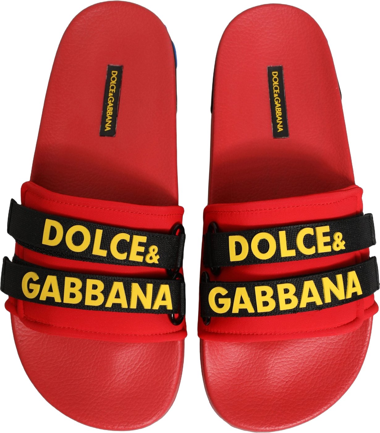 Dolce & Gabbana Red Neoprene Slides Flats Beachwear Shoes