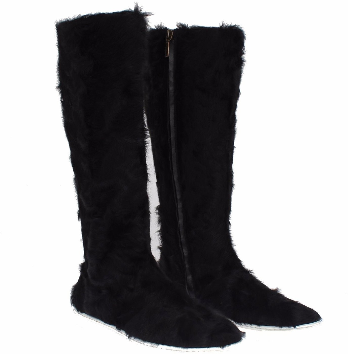 Dolce & Gabbana Black Xiangao Lamb Fur Leather Boots