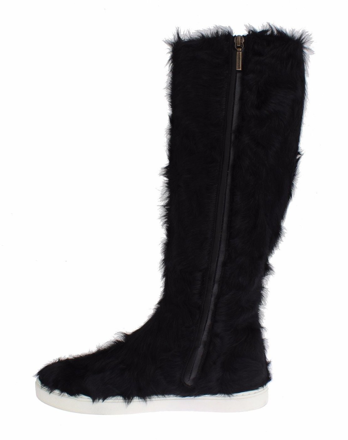 Dolce & Gabbana Black Xiangao Lamb Fur Leather Boots