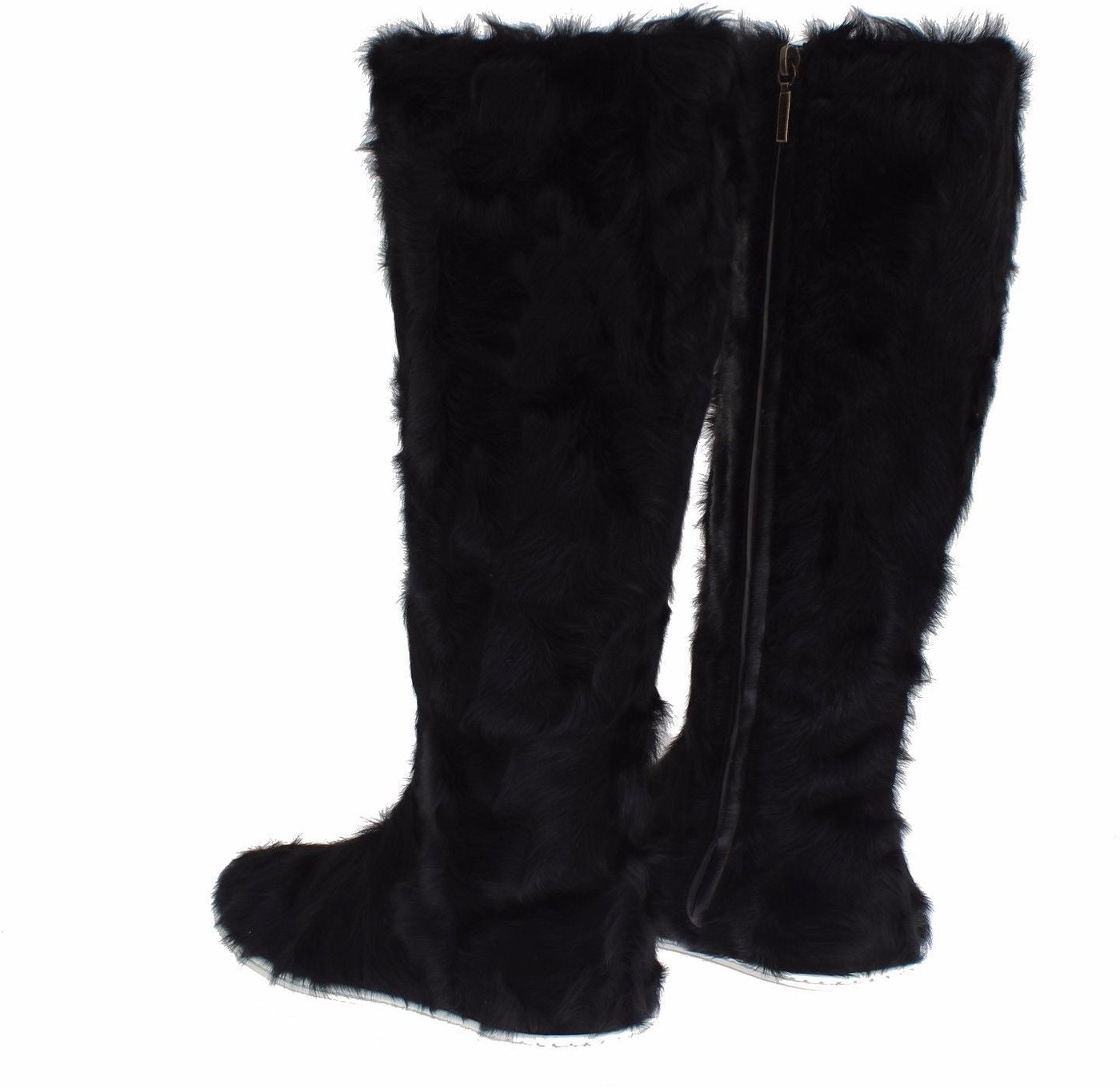 Dolce & Gabbana Black Xiangao Lamb Fur Leather Boots