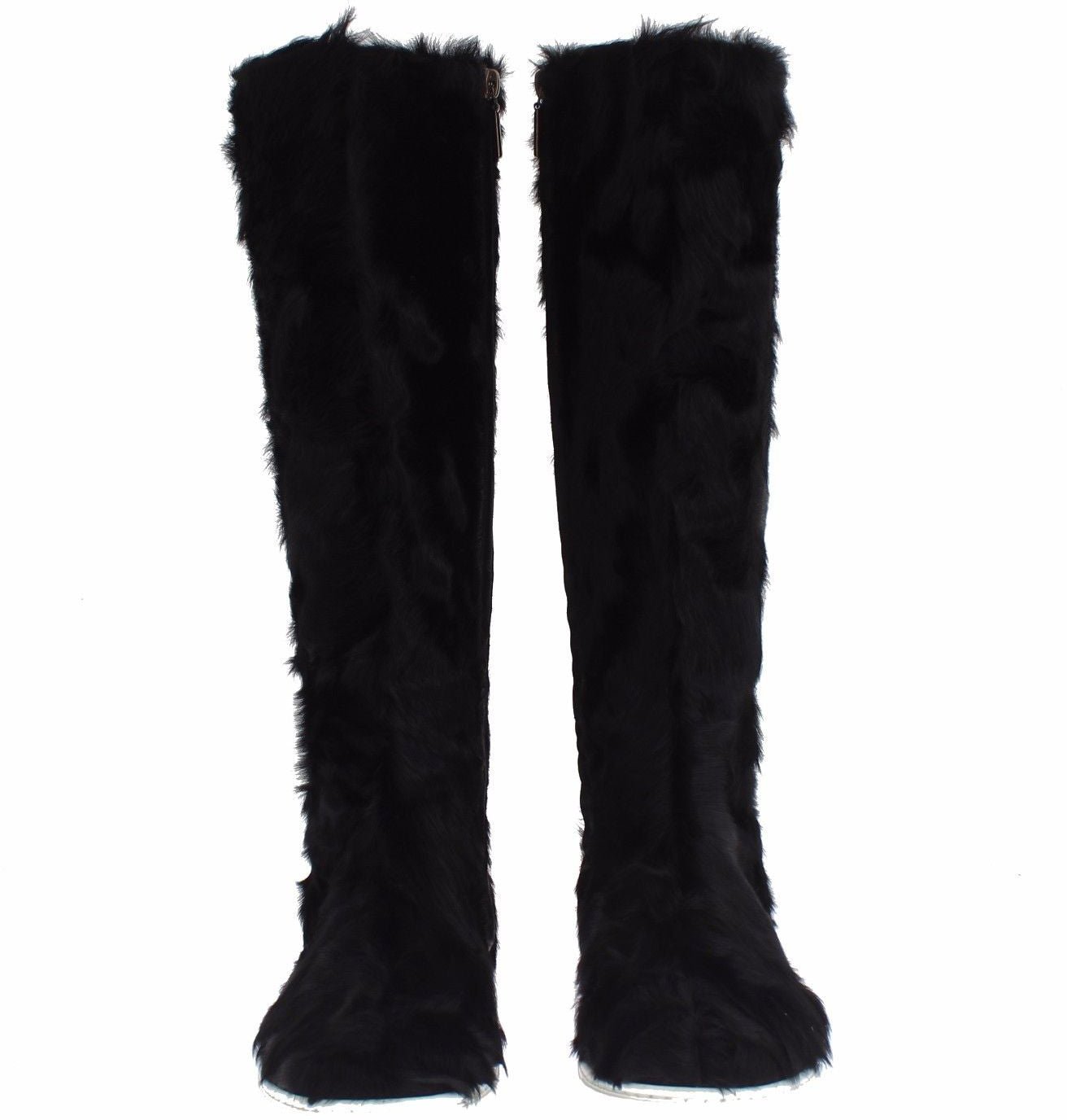 Dolce & Gabbana Black Xiangao Lamb Fur Leather Boots