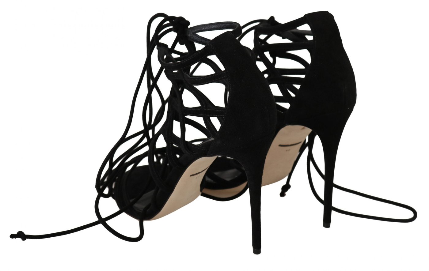 Dolce & Gabbana Black Suede Strap Stilettos Sandals