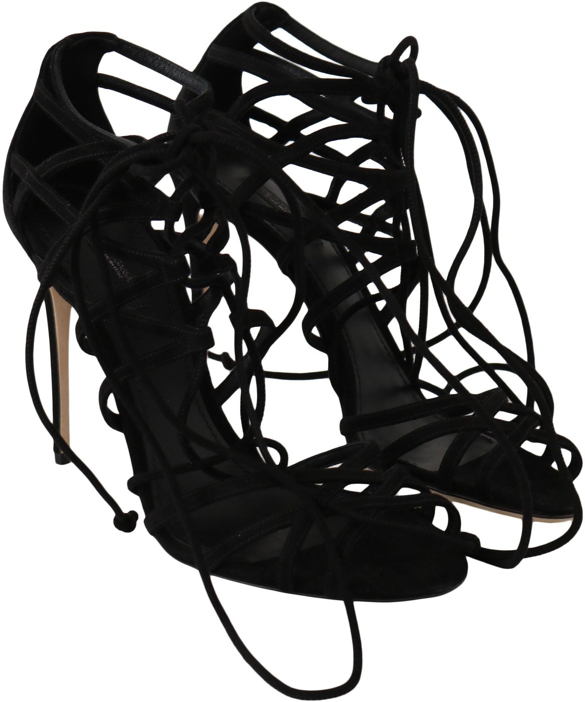 Dolce & Gabbana Black Suede Strap Stilettos Sandals
