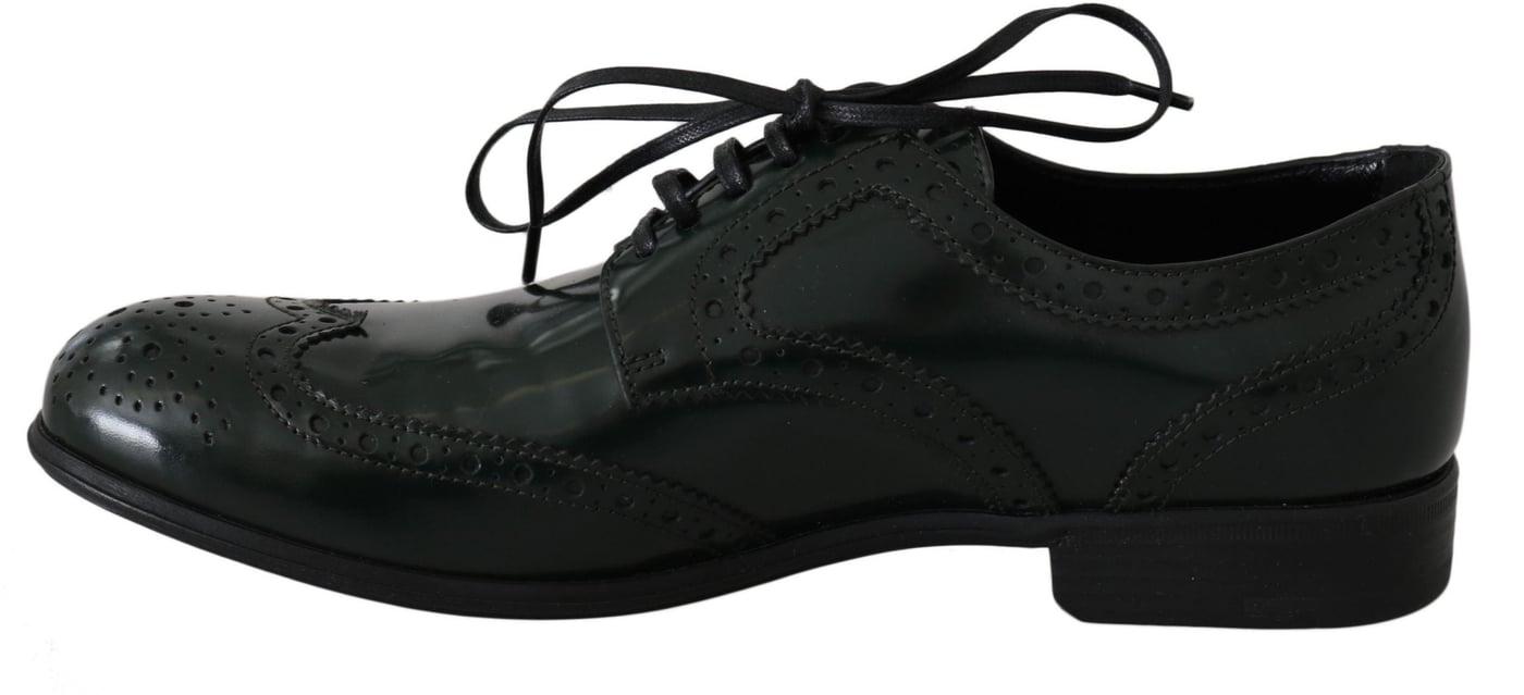 Dolce & Gabbana Green Leather Broque Oxford Wingtip Shoes