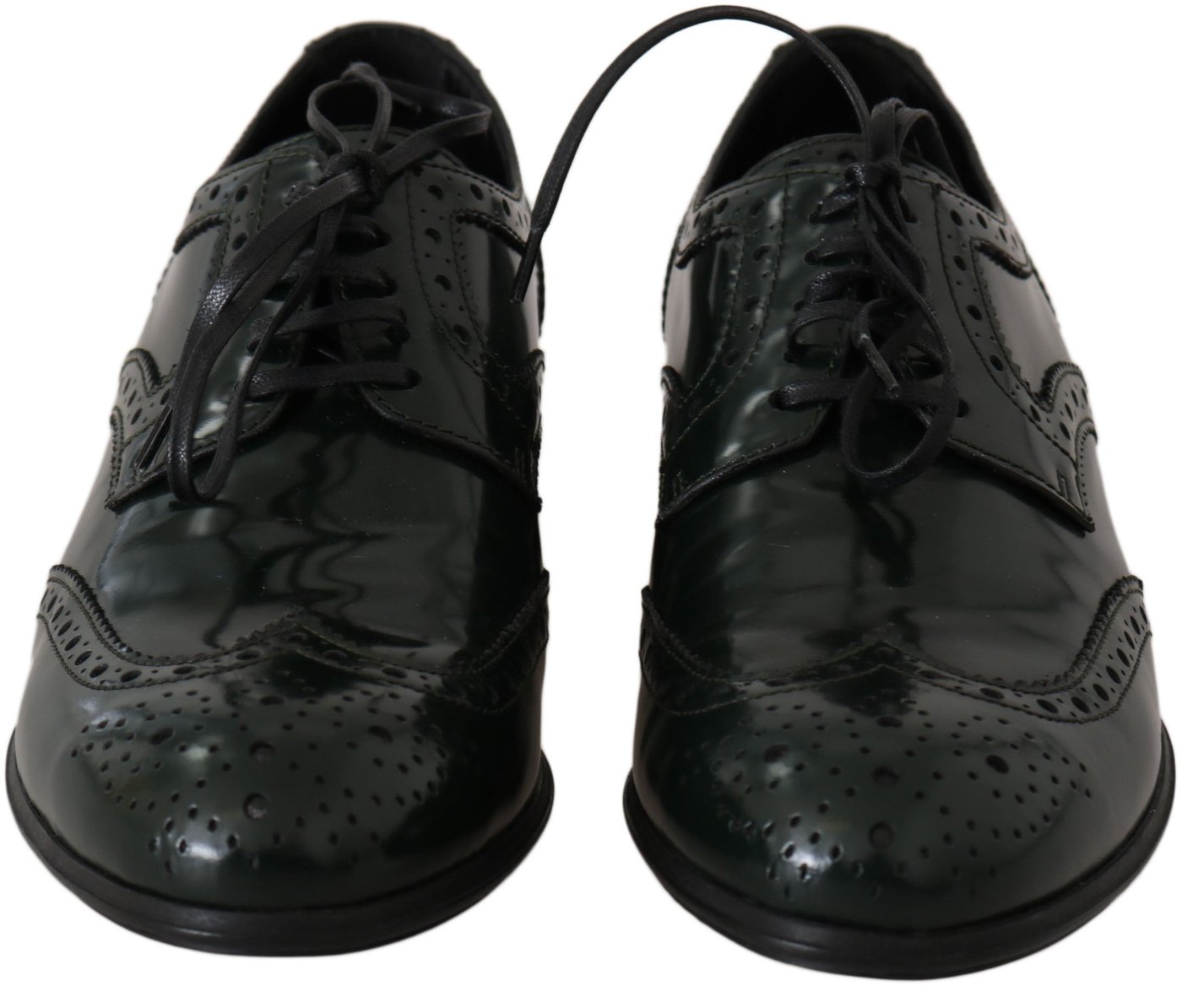 Dolce & Gabbana Green Leather Broque Oxford Wingtip Shoes