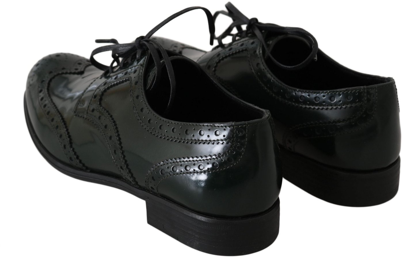 Dolce & Gabbana Green Leather Broque Oxford Wingtip Shoes