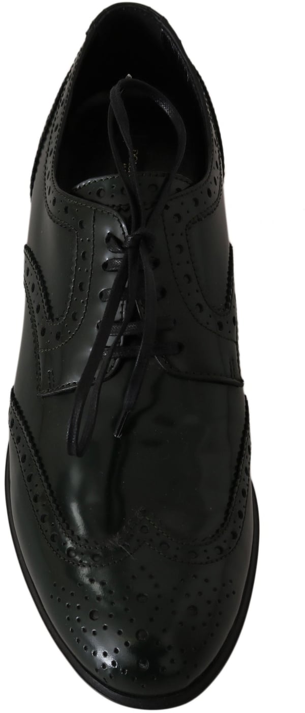 Dolce & Gabbana Green Leather Broque Oxford Wingtip Shoes