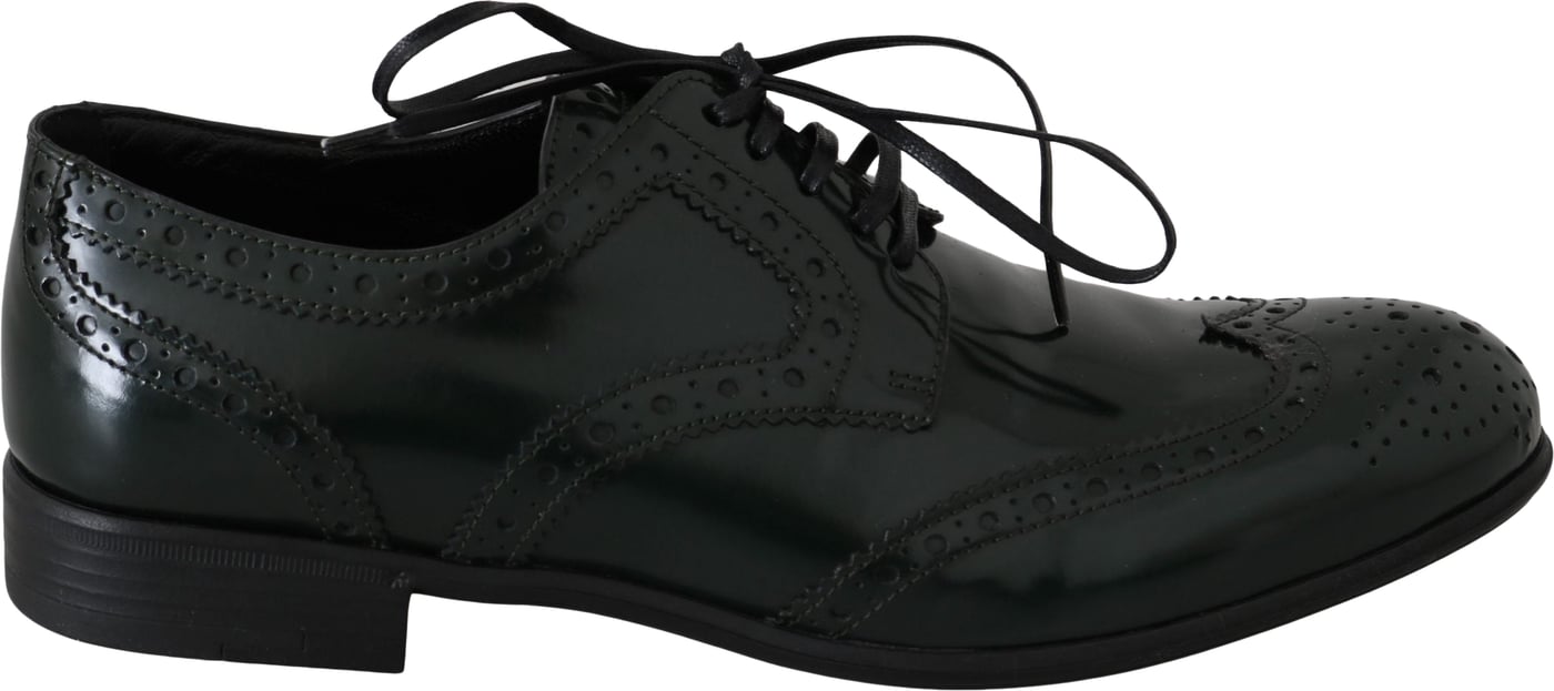 Dolce & Gabbana Green Leather Broque Oxford Wingtip Shoes