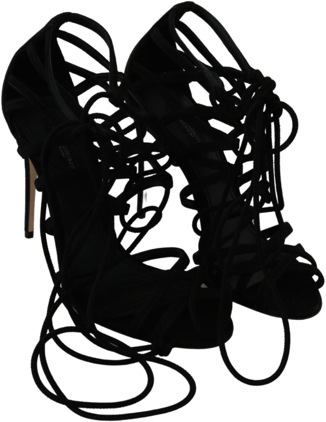 Dolce & Gabbana Black Suede Strap Stilettos Shoes Sandals