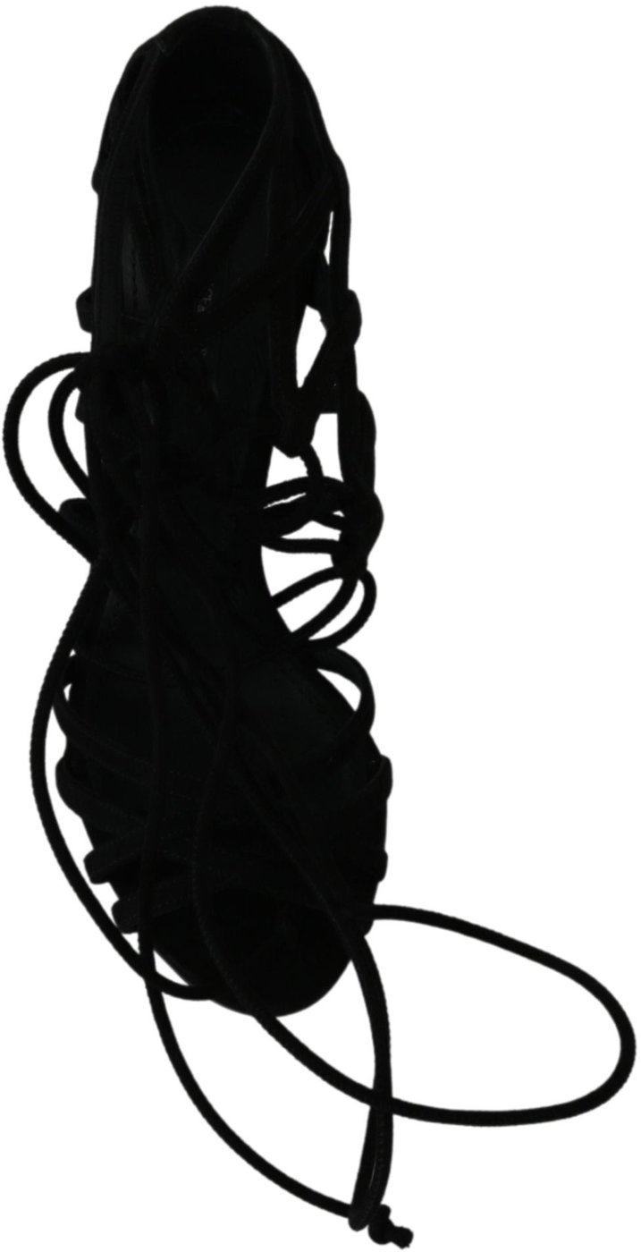 Dolce & Gabbana Black Suede Strap Stilettos Shoes Sandals