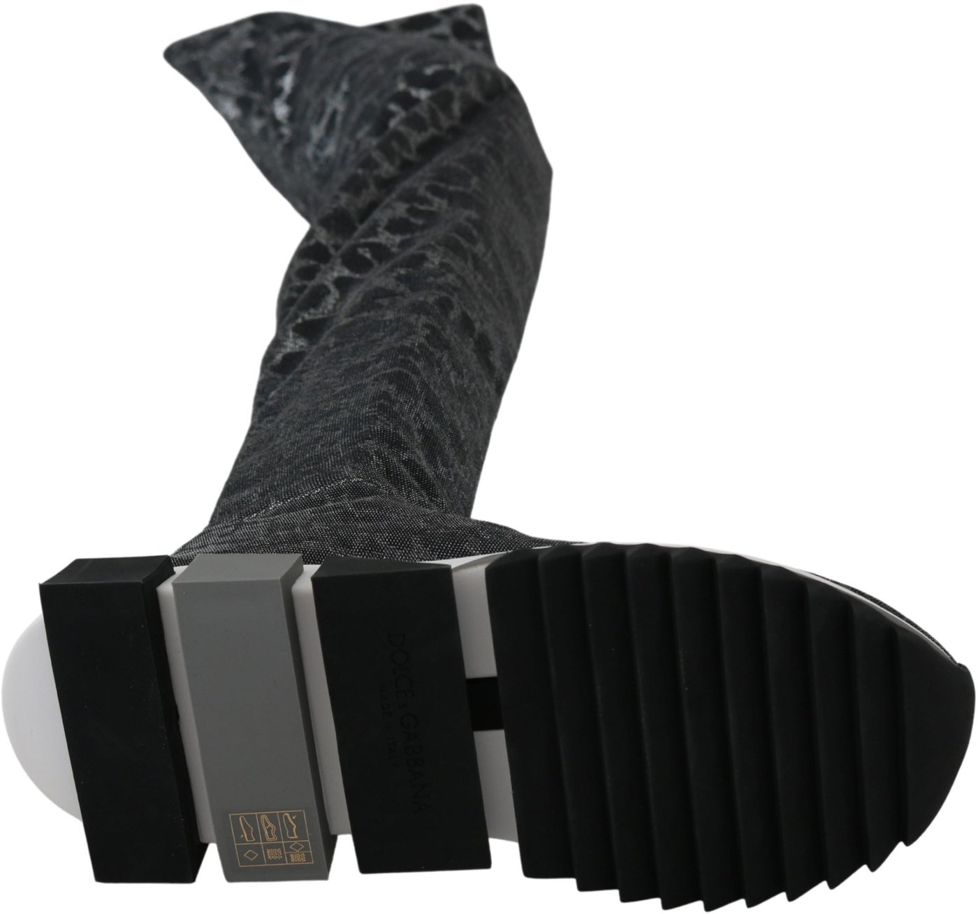 Dolce & Gabbana Gray Leopard High Top Sneakers Booties Shoes