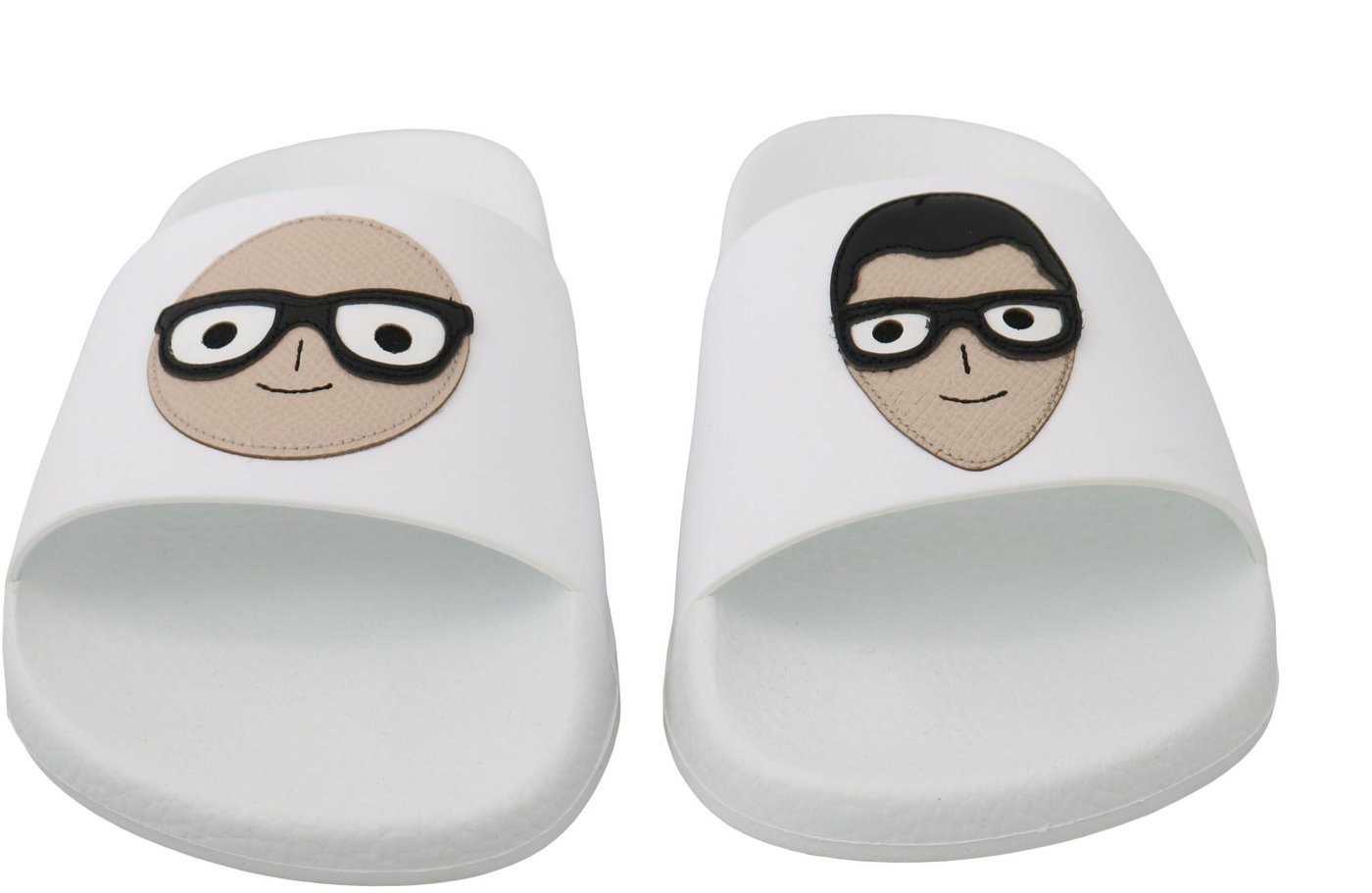 Dolce & Gabbana White Leather #dgfamily Slides Shoes Sandals