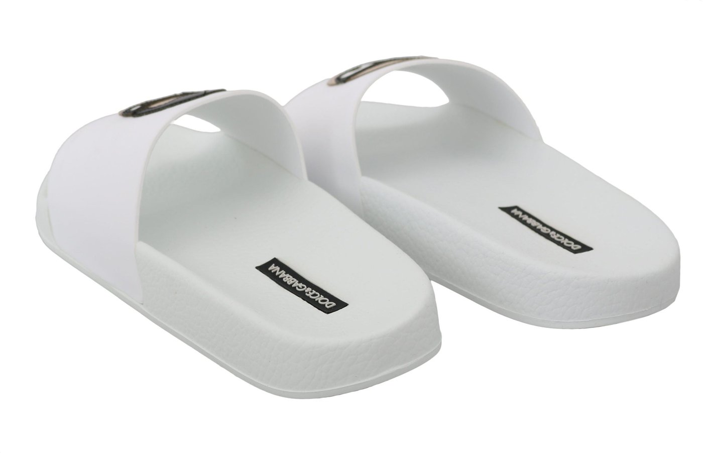 Dolce & Gabbana White Leather #dgfamily Slides Shoes Sandals