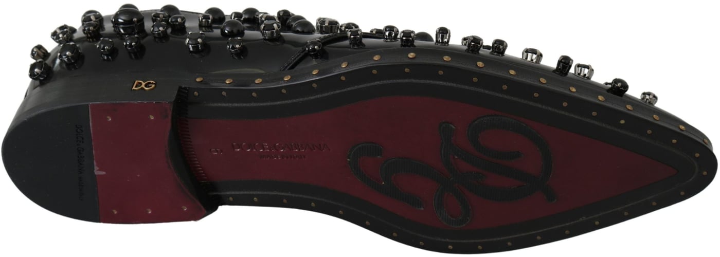Dolce & Gabbana Black Leather Crystals Dress Broque Shoes