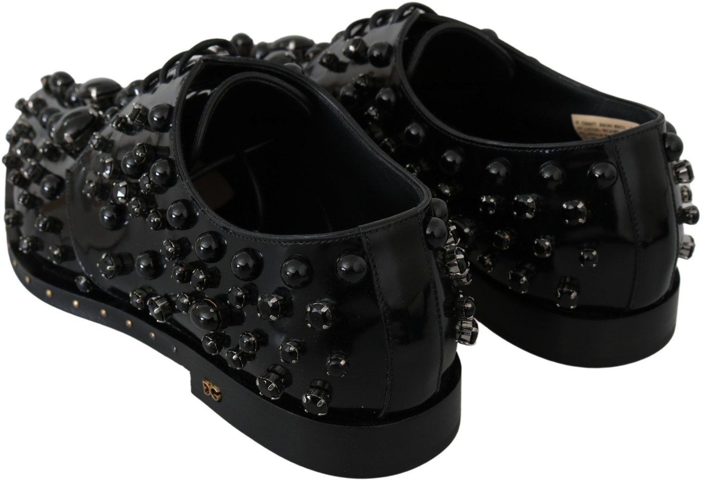 Dolce & Gabbana Black Leather Crystals Dress Broque Shoes