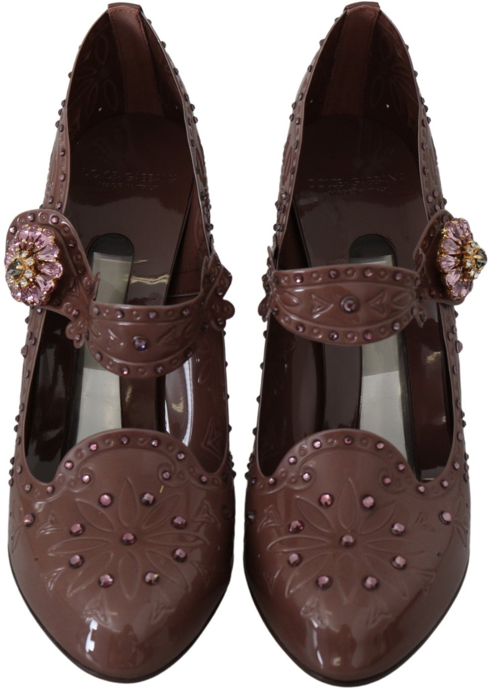 Dolce & Gabbana Brown Floral Crystal CINDERELLA Heels Shoes