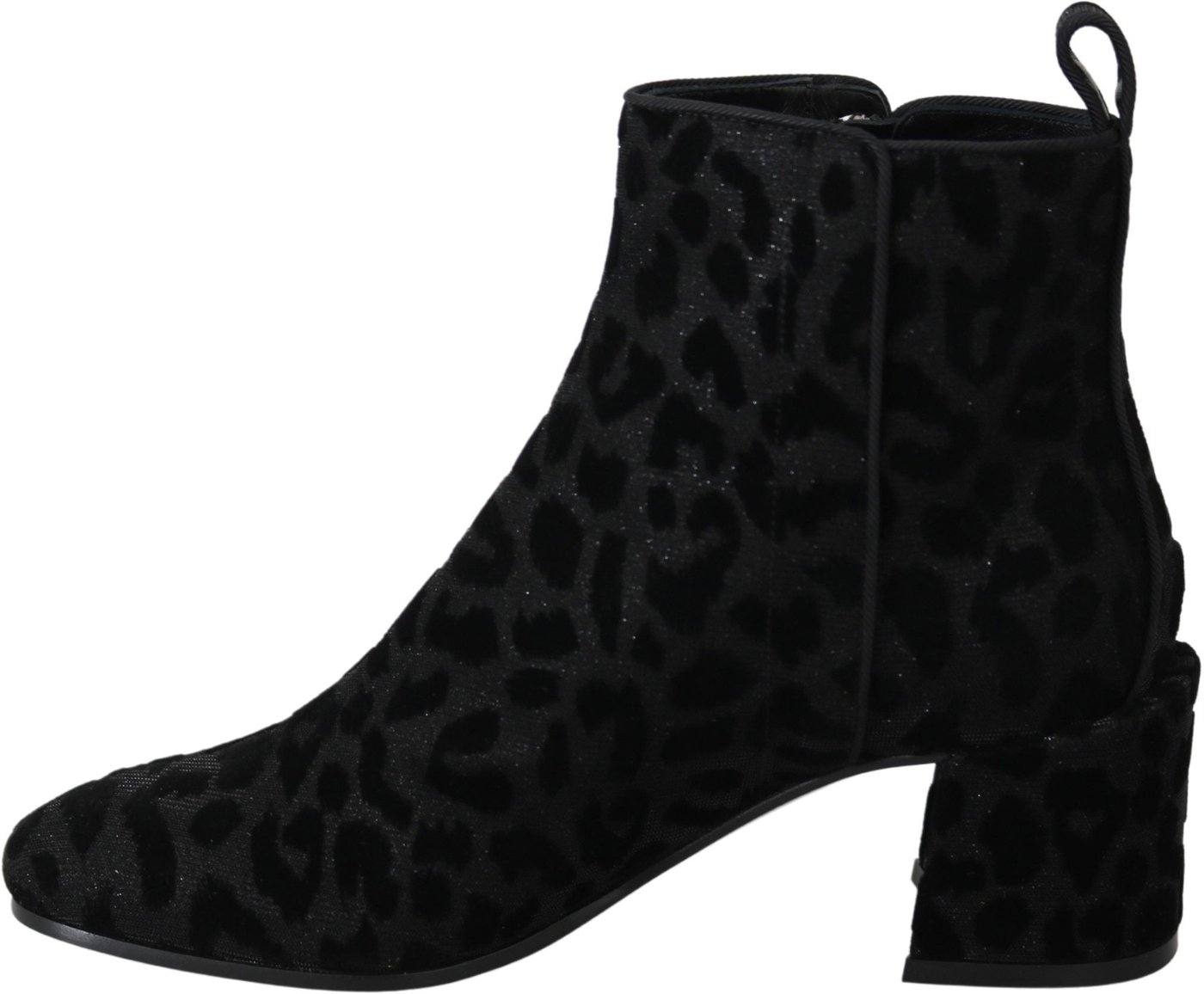 Dolce & Gabbana Black Leopard Short Boots Zipper Shoes