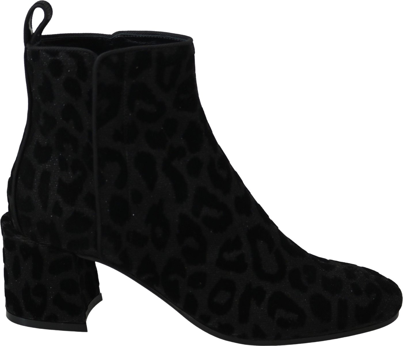 Dolce & Gabbana Black Leopard Short Boots Zipper Shoes