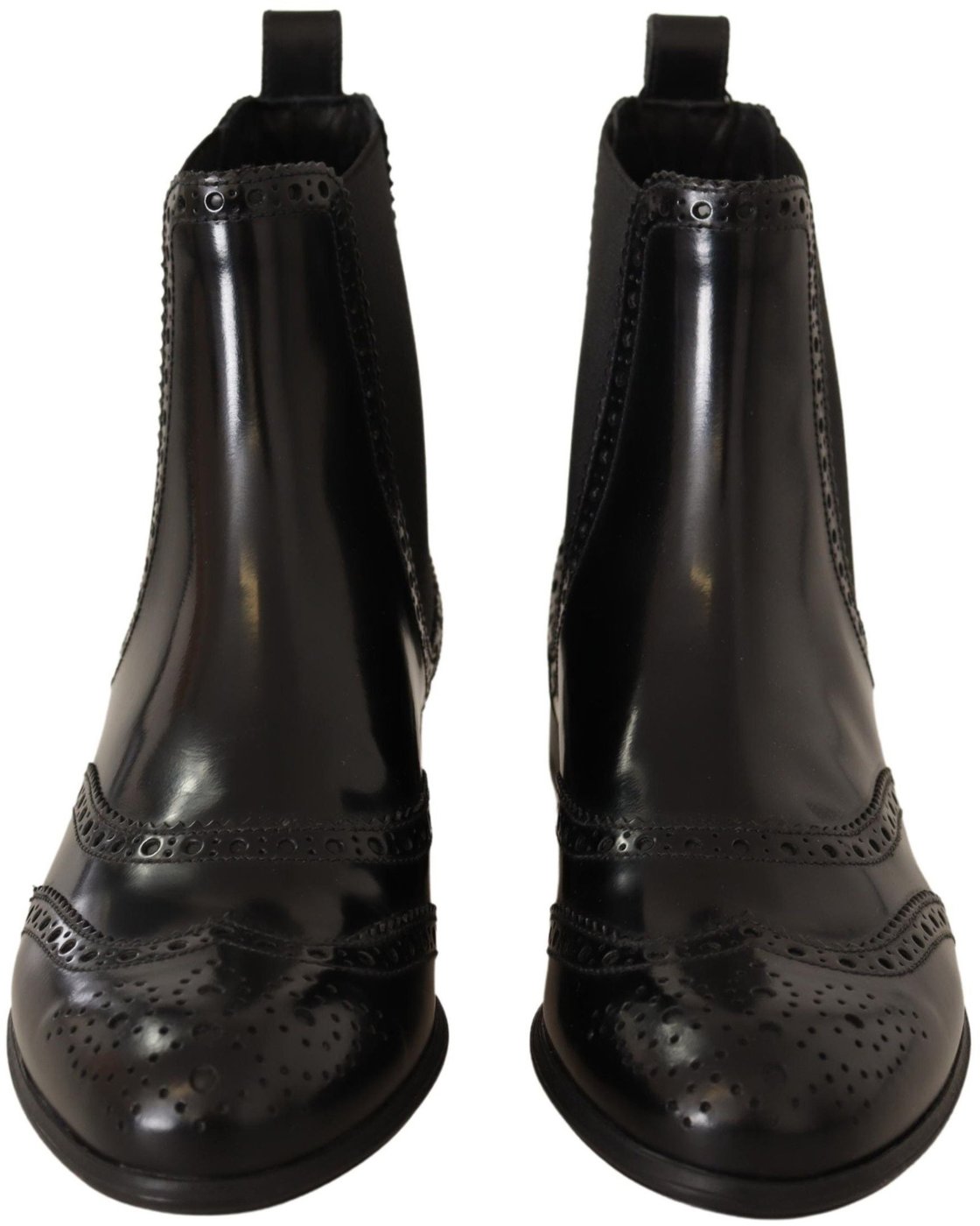 Dolce & Gabbana Black Leather Ankle High Flat Boots Shoes