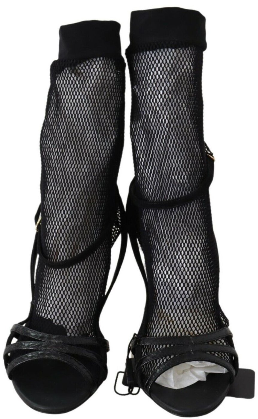 Dolce & Gabbana Black Suede Short Boots Sandals Shoes