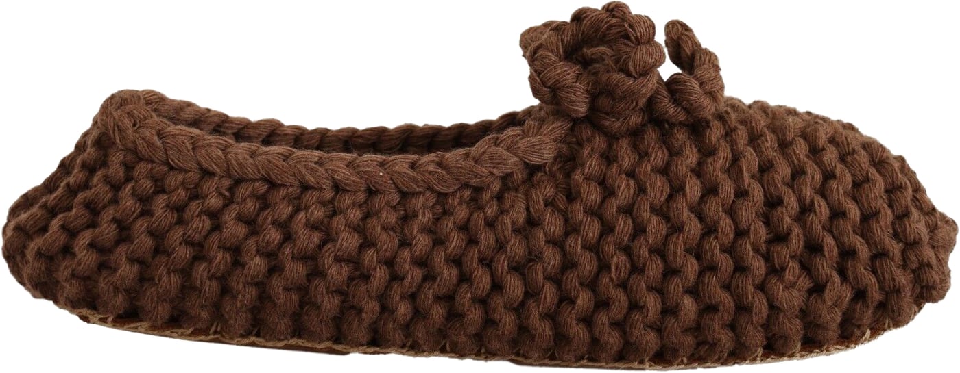 Dolce & Gabbana Brown Slip On Ballerina Flats Wool Knit Shoes