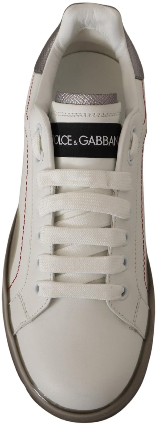Dolce & Gabbana White Leather Shoes Womens Logo Portofino Sneakers