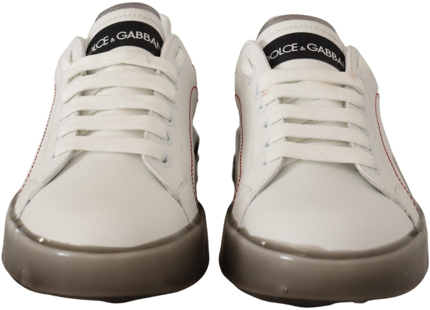 Dolce & Gabbana White Leather Shoes Womens Logo Portofino Sneakers