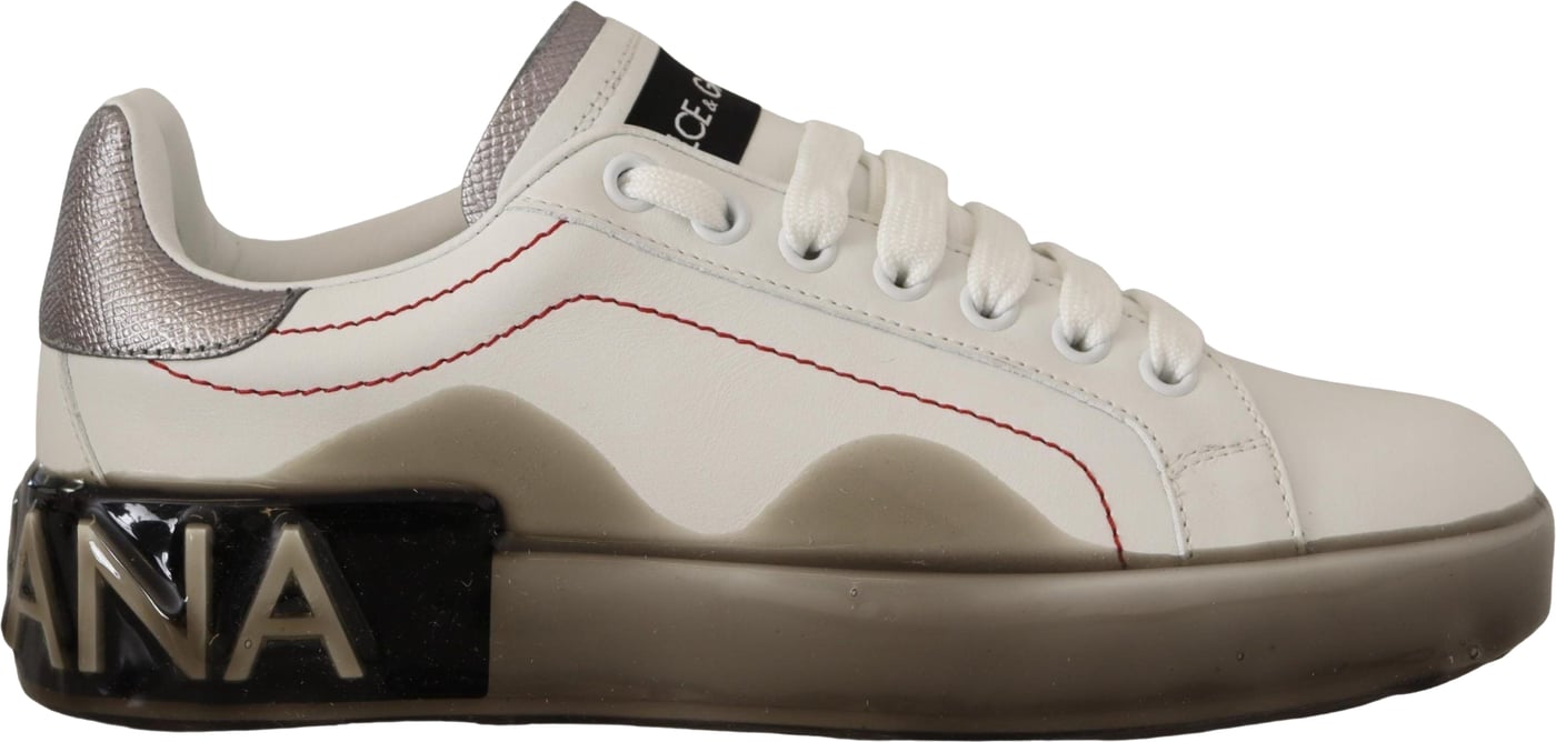Dolce & Gabbana White Leather Shoes Womens Logo Portofino Sneakers