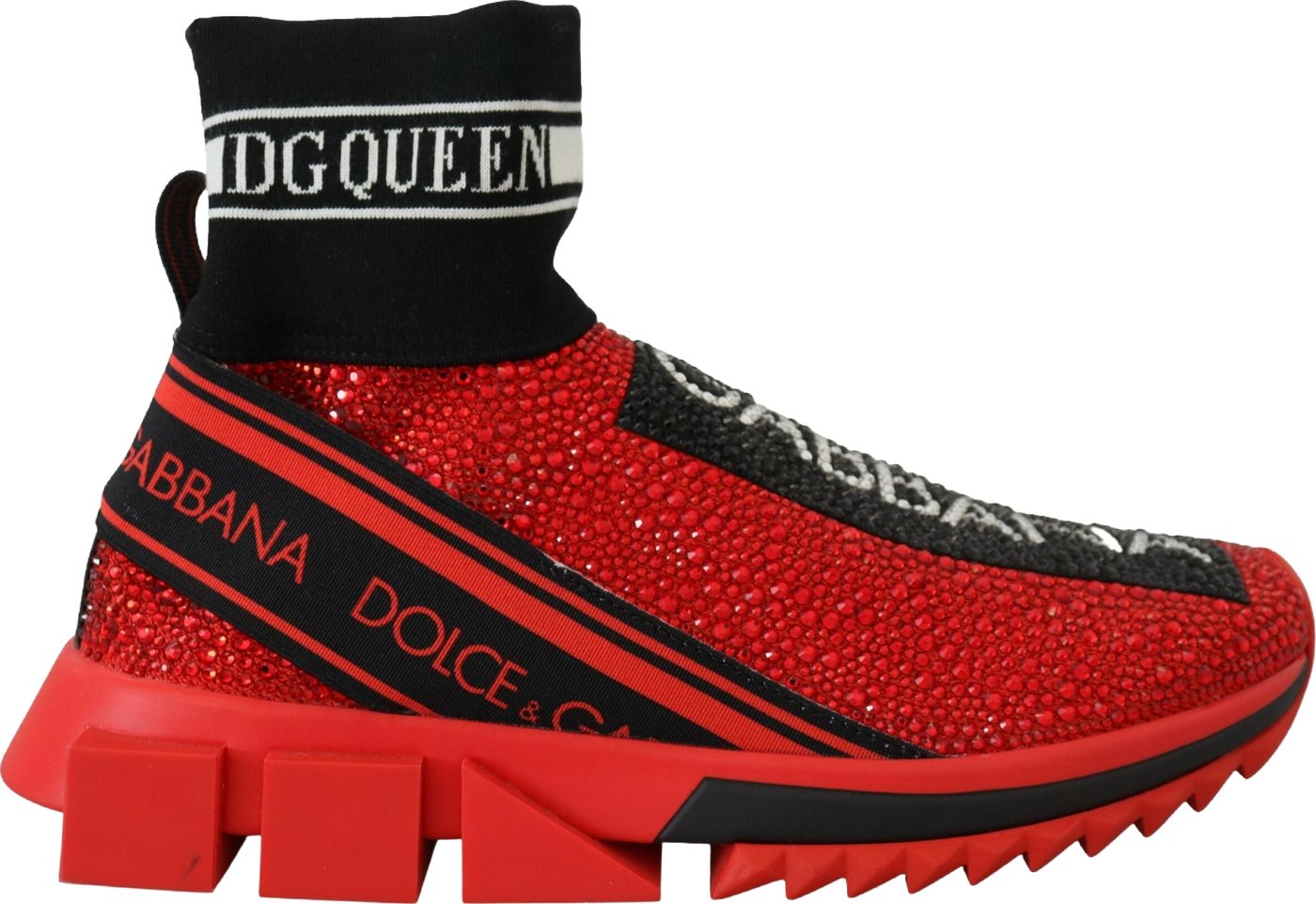 Dolce & Gabbana Red Bling Sorrento Sneakers Socks Shoes